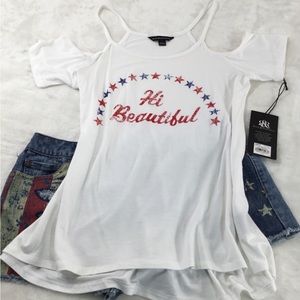 NWT ROCK & REPUBLIC OPEN SHOULDER HI BEAUTIFUL T S